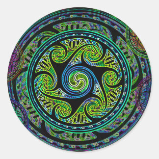 可変球鮮やかケルト結び目模様 ラウンドシール