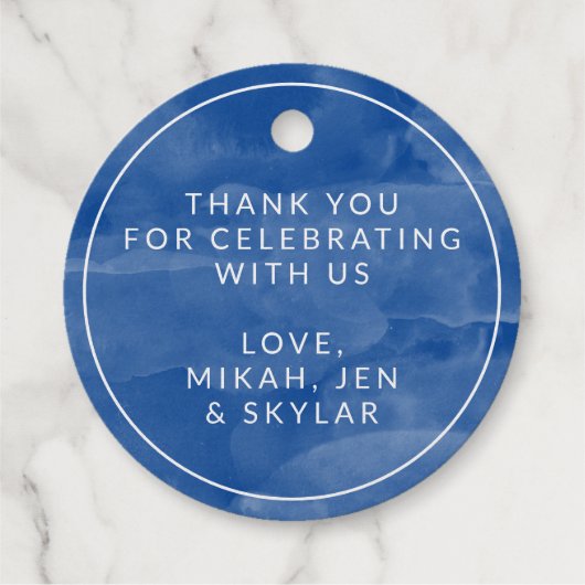可愛いいかりブルーウォーター色ベビーシャワーありがとう フェイバータグ (裏面)