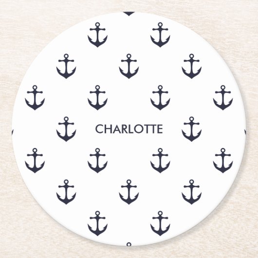 可愛いいかり ラウンドペーパーコースター (正面)