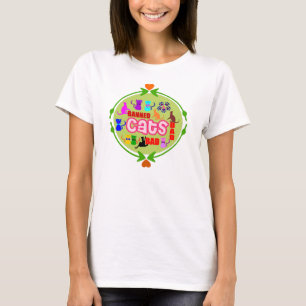 😻🐾↷❤可愛いいけなキャットファミリーベラサークルトップ Tシャツ
