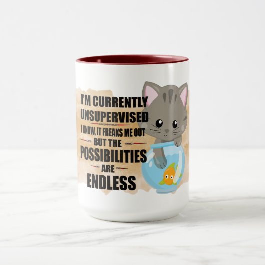 可愛いいけな猫ユーモア引用文キティ猫グラフィック マグカップ (中央)