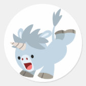 可愛いいたずら好き漫画ベビーユニコーンステッカー ラウンドシール (正面)