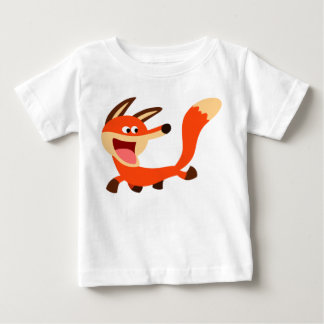 可愛いいたずら漫画キツネベビーTシャツ ベビーTシャツ
