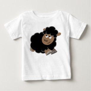 可愛いいたずら漫画ヒツジベビーTシャツ ベビーTシャツ