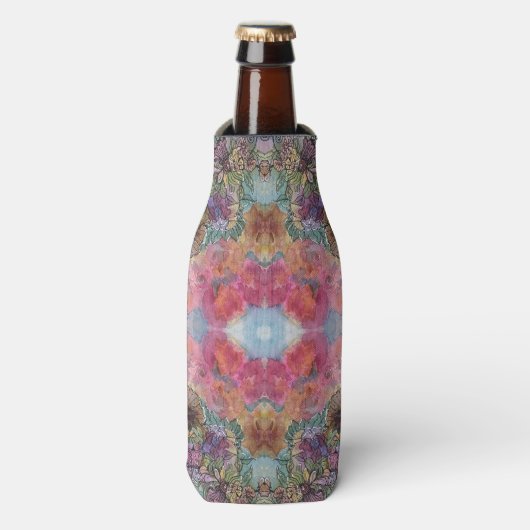 可愛いおしゃれな花の庭の水彩画 ボトルクーラー (ボトル正面)