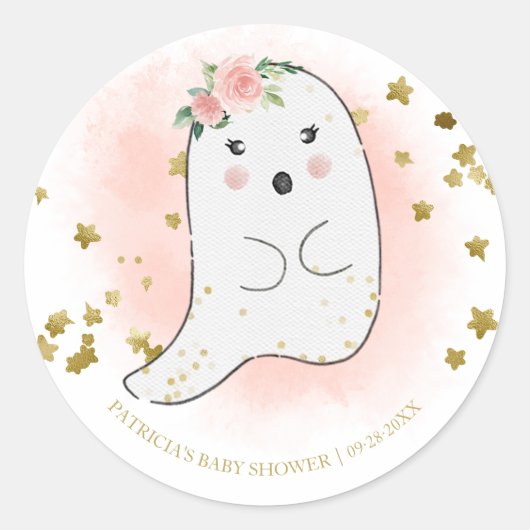 可愛いおばけのハロウィンベビーシャワー ラウンドシール (正面)