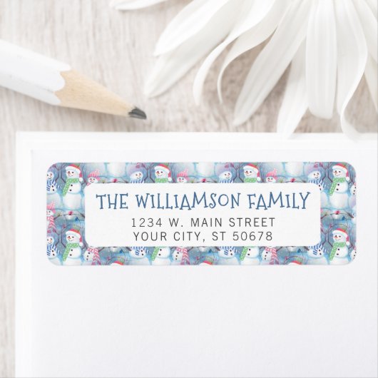 可愛いおもしろいおもしろいクリスマス雪だるまパターン ラベル (インサイチュ)