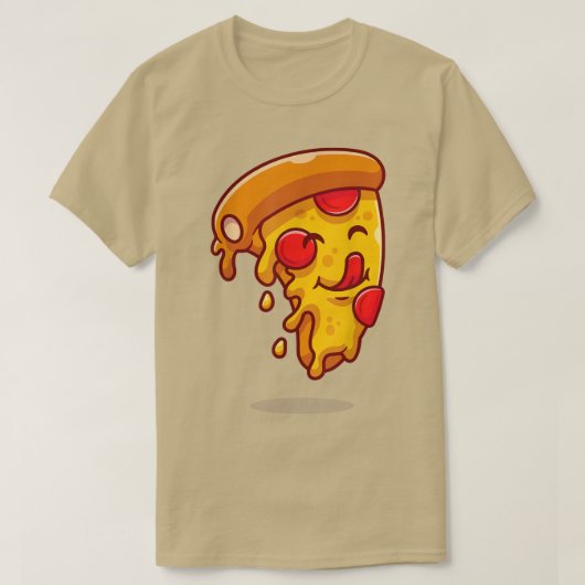 可愛いおもしろいかわいいペローニピザスライスアニメマン Tシャツ (デザイン正面)