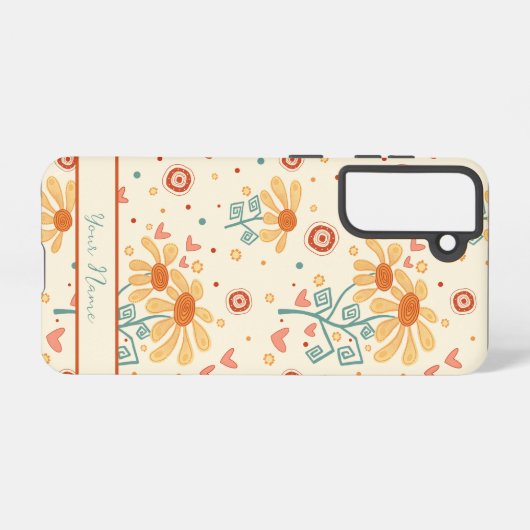 可愛いおもしろいの花のパタカスタマイズーン名 SAMSUNG GALAXYケース (裏面横)