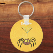 可愛いおもしろいふわふわ蜘蛛の漫画 キーホルダー (正面)