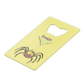 可愛いおもしろいふわふわ蜘蛛の漫画 クレジットカード栓抜き (正面アングル)