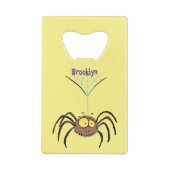 可愛いおもしろいふわふわ蜘蛛の漫画 クレジットカード栓抜き (裏面)