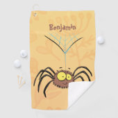 可愛いおもしろいふわふわ蜘蛛の漫画 ゴルフタオル (インサイチュ)