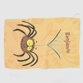 可愛いおもしろいふわふわ蜘蛛の漫画 ゴルフタオル (横)