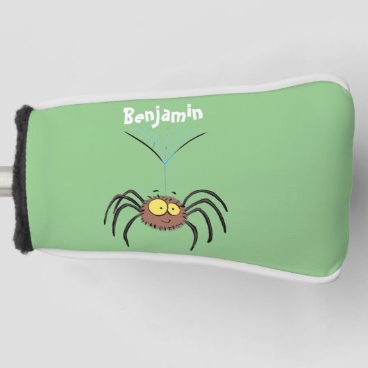 可愛いおもしろいふわふわ蜘蛛の漫画 ゴルフヘッドカバー (正面)