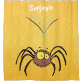 可愛いおもしろいふわふわ蜘蛛の漫画 シャワーカーテン (正面)