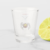 可愛いおもしろいふわふわ蜘蛛の漫画 ショットグラス (裏面)