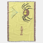 可愛いおもしろいふわふわ蜘蛛の漫画 スローブランケット (正面縦)