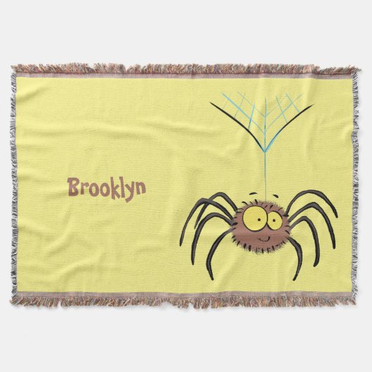 可愛いおもしろいふわふわ蜘蛛の漫画 スローブランケット (正面)