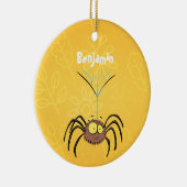 可愛いおもしろいふわふわ蜘蛛の漫画 セラミックオーナメント (右)