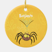 可愛いおもしろいふわふわ蜘蛛の漫画 セラミックオーナメント (裏面)