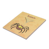 可愛いおもしろいふわふわ蜘蛛の漫画 タイル (側面)