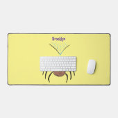 可愛いおもしろいふわふわ蜘蛛の漫画 デスクマット (キーボード&マウス)