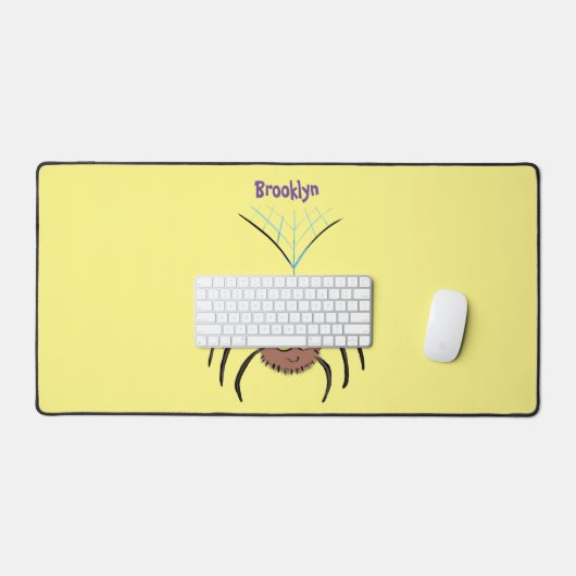 可愛いおもしろいふわふわ蜘蛛の漫画 デスクマット (キーボード&マウス)