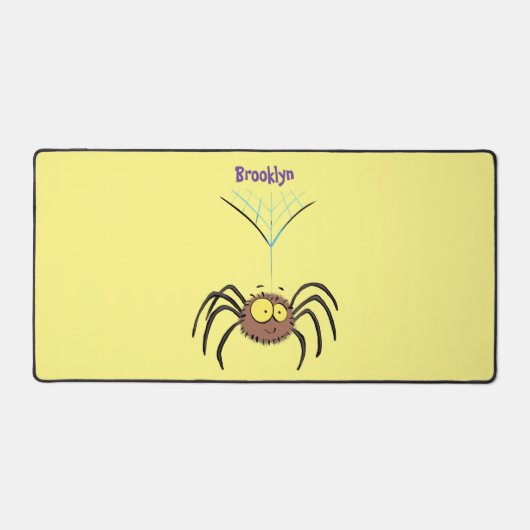可愛いおもしろいふわふわ蜘蛛の漫画 デスクマット (正面)
