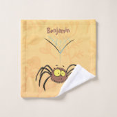 可愛いおもしろいふわふわ蜘蛛の漫画 バスタオルセット (ウォッシュタオル)