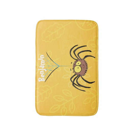 可愛いおもしろいふわふわ蜘蛛の漫画 バスマット (正面縦)