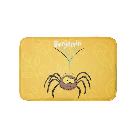 可愛いおもしろいふわふわ蜘蛛の漫画 バスマット (正面)