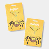 可愛いおもしろいふわふわ蜘蛛の漫画 バッジ (正面＆裏面)