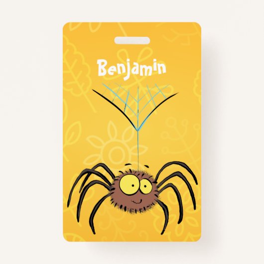 可愛いおもしろいふわふわ蜘蛛の漫画 バッジ (裏面)