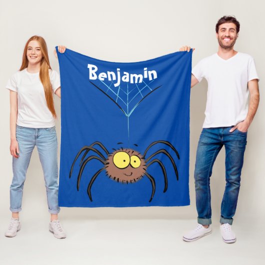 可愛いおもしろいふわふわ蜘蛛の漫画 フリースブランケット (インサイチュ)