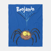 可愛いおもしろいふわふわ蜘蛛の漫画 フリースブランケット (正面)