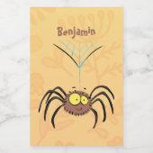 可愛いおもしろいふわふわ蜘蛛の漫画 フードラベル (シングルラベル)