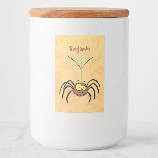 可愛いおもしろいふわふわ蜘蛛の漫画 フードラベル (正面)