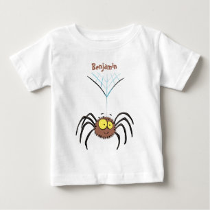 可愛いおもしろいふわふわ蜘蛛の漫画 ベビーTシャツ
