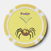 可愛いおもしろいふわふわ蜘蛛の漫画 ポーカーチップ (裏面)