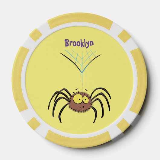 可愛いおもしろいふわふわ蜘蛛の漫画 ポーカーチップ (裏面)