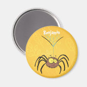 可愛いおもしろいふわふわ蜘蛛の漫画 マグネット (正面/裏面)