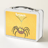 可愛いおもしろいふわふわ蜘蛛の漫画 メタルランチボックス (裏面)