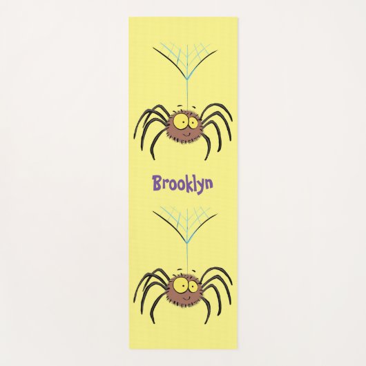 可愛いおもしろいふわふわ蜘蛛の漫画 ヨガマット (正面)