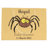 可愛いおもしろいふわふわ蜘蛛の漫画 ラージペーパーバッグ (裏面)