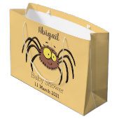 可愛いおもしろいふわふわ蜘蛛の漫画 ラージペーパーバッグ (裏面アングル)