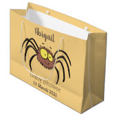 可愛いおもしろいふわふわ蜘蛛の漫画 ラージペーパーバッグ (正面アングル)