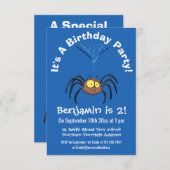 可愛いおもしろいふわふわ蜘蛛の漫画 招待状 (正面/裏面)