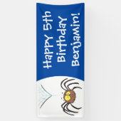 可愛いおもしろいふわふわ蜘蛛の漫画 横断幕 (縦)