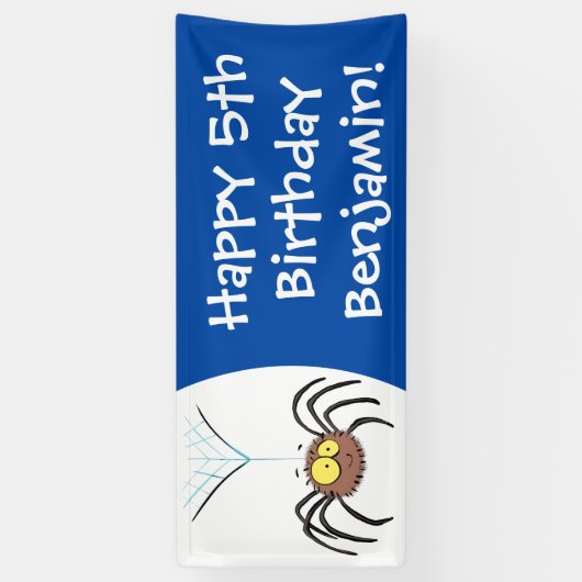 可愛いおもしろいふわふわ蜘蛛の漫画 横断幕 (縦)